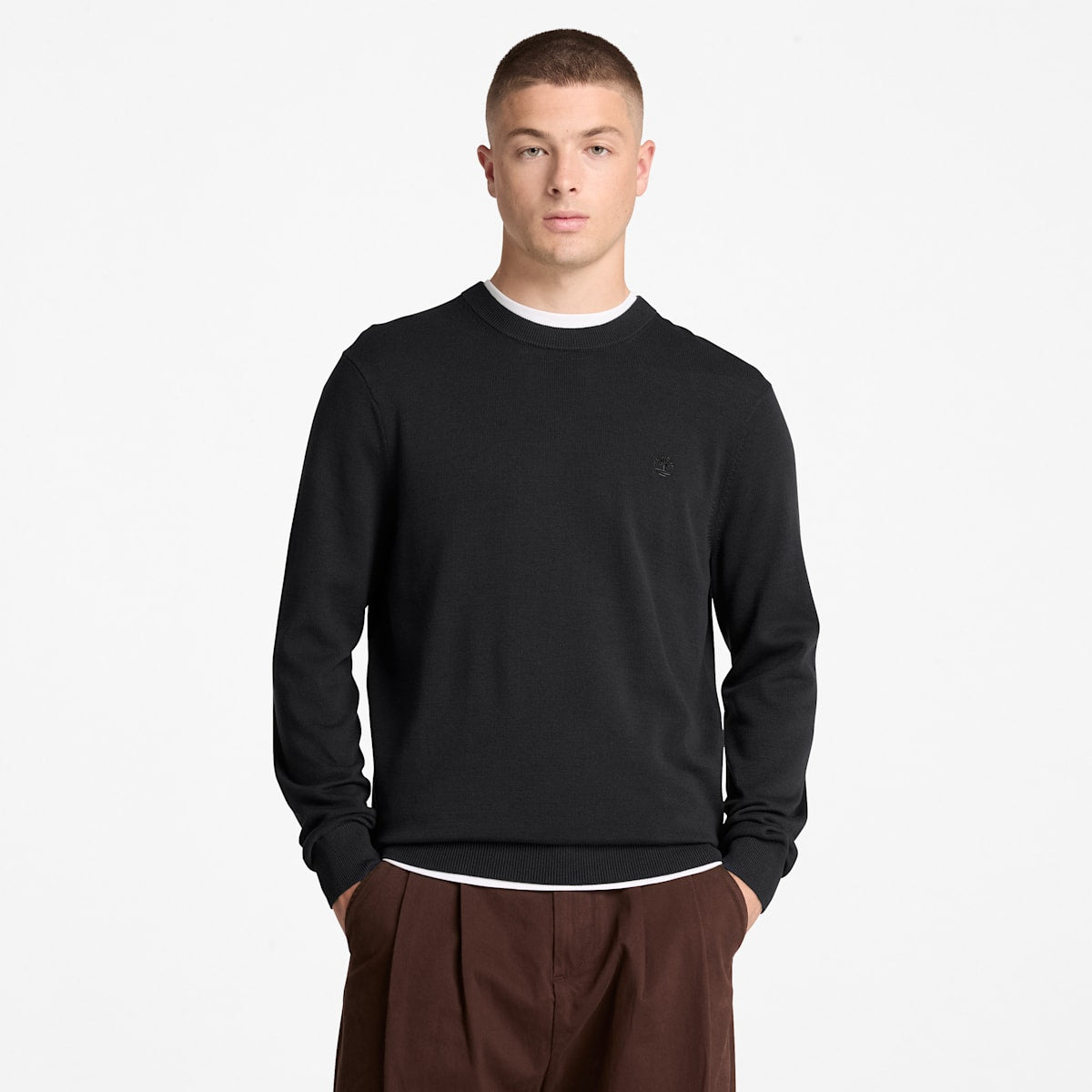 Felpa Girocollo in Cotone - Black