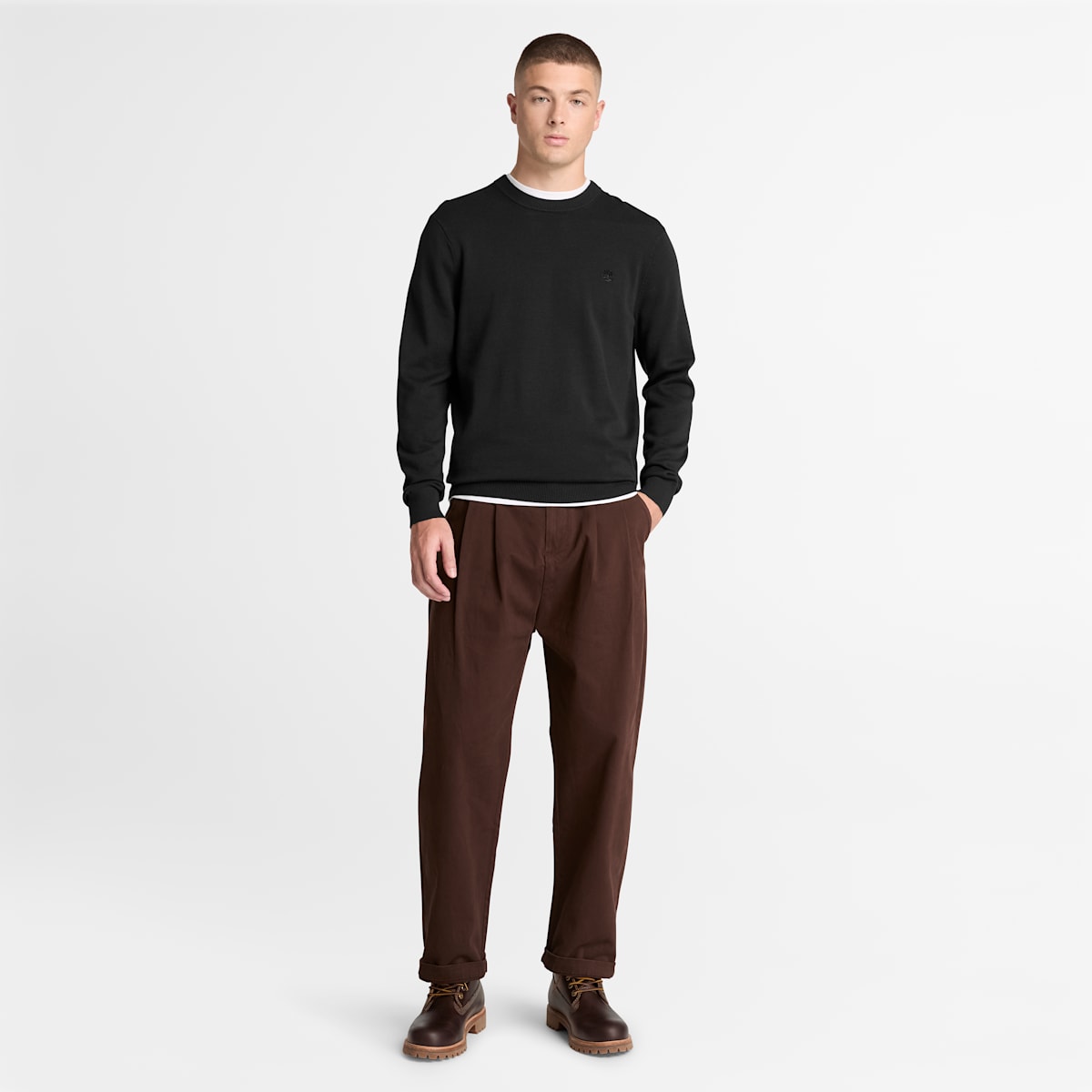 Felpa Girocollo in Cotone - Black