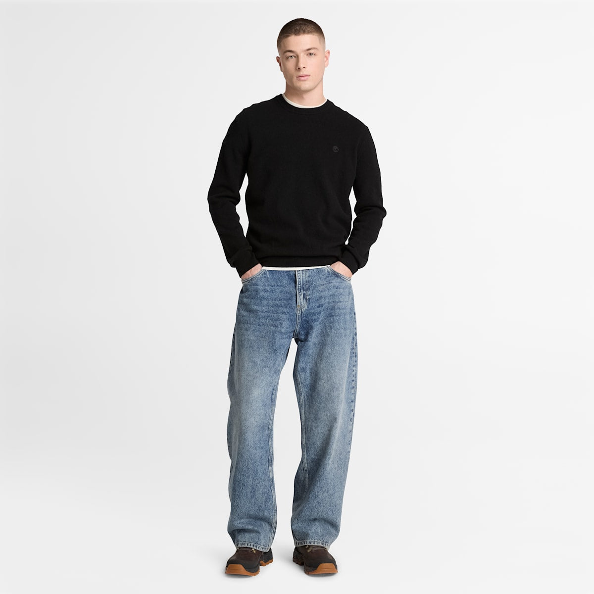 Maglione Girocollo in Lana - Black