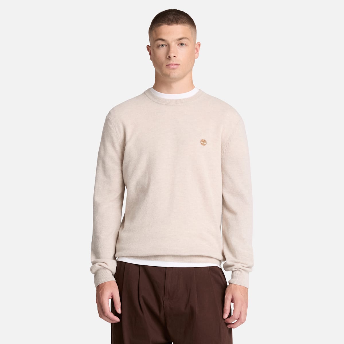 Maglione Girocollo in Lana - Light Oatmeal Heather