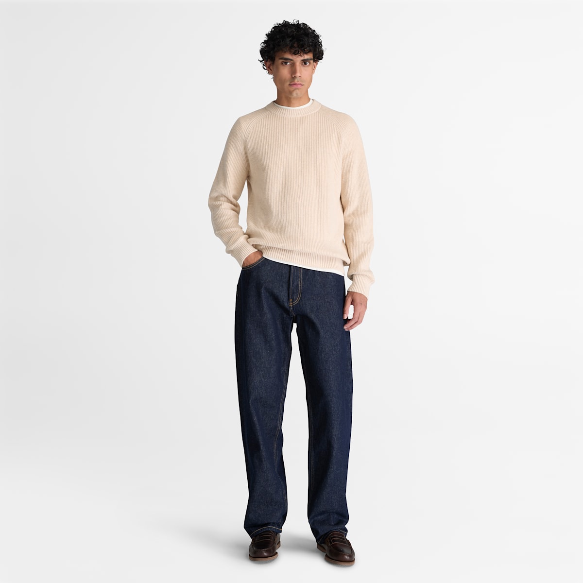 Maglia a Manica Lunga Raglan in Misto Cotone - Light Oatmeal Heather