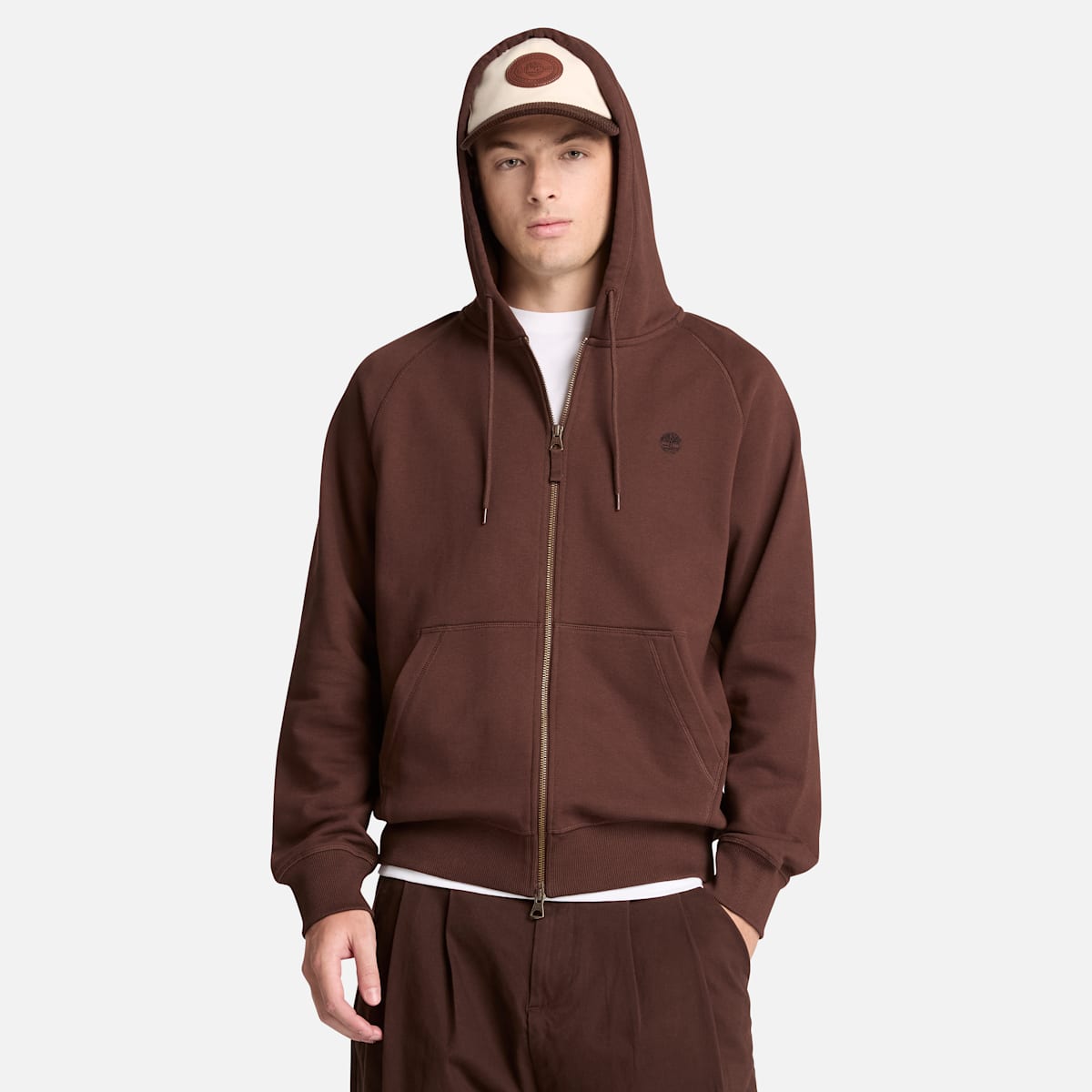 Felpa con Cappuccio Full Zip - Chicory Coffee