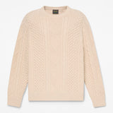 Maglione a Trecce in Misto Cotone - Light Oatmeal Heather