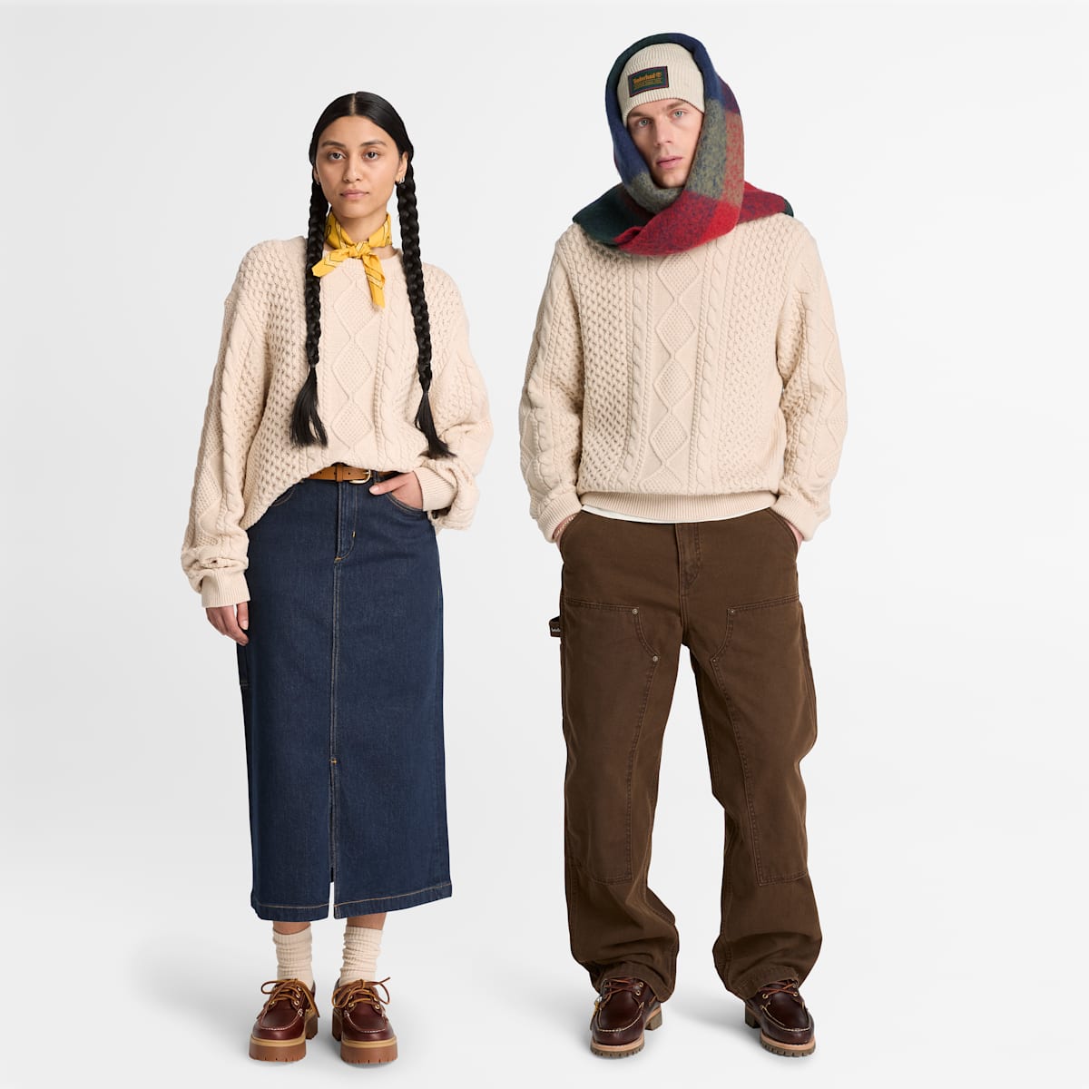 Maglione a Trecce in Misto Cotone - Light Oatmeal Heather