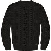 Maglione a Trecce in Misto Cotone - Vintage Black Heather