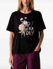 T-Shirt - Nero rosa peonia