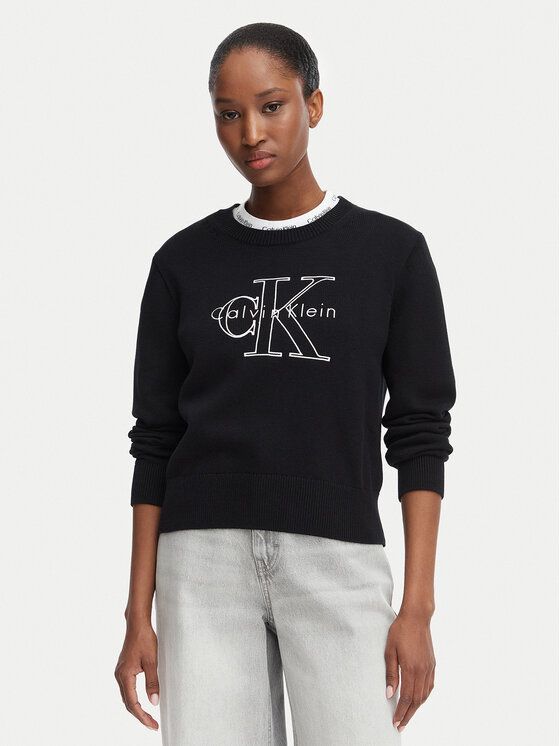 Maglione Logo Outline Top - Nero