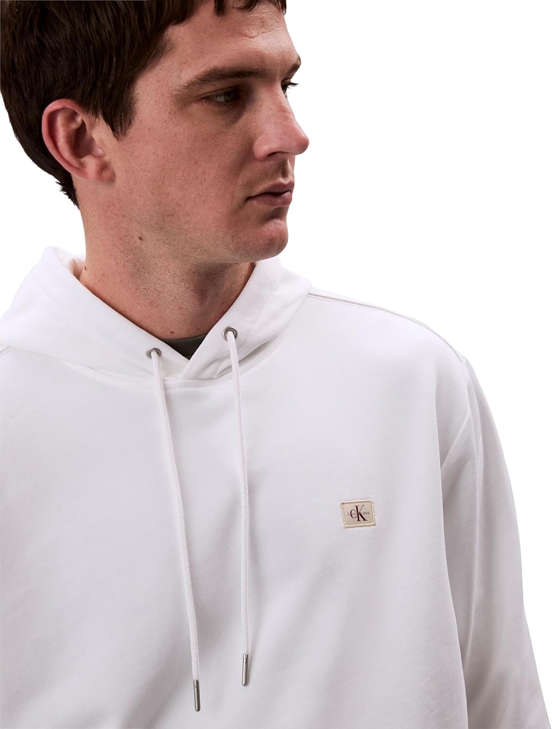 Calvin Klein Felpa con Cappuccio Logo Bianco