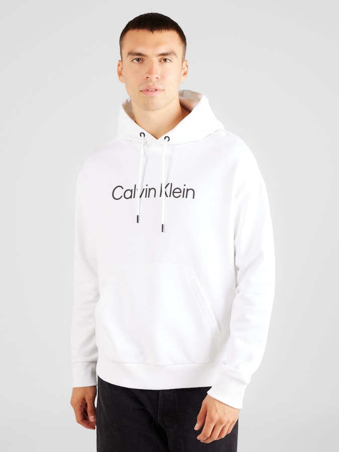 Calvin Klein Felpa con Cappuccio Logo Bianco