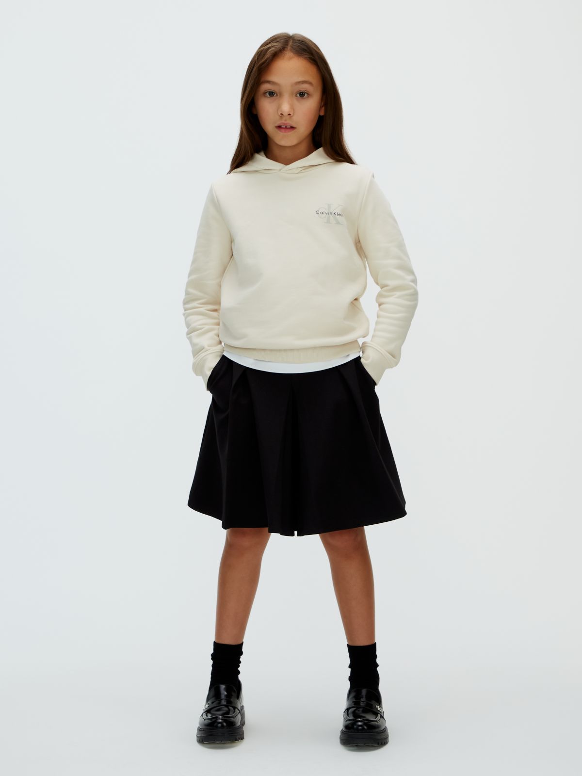 Calvin Klein Felpa con Cappuccio Logo Bianco