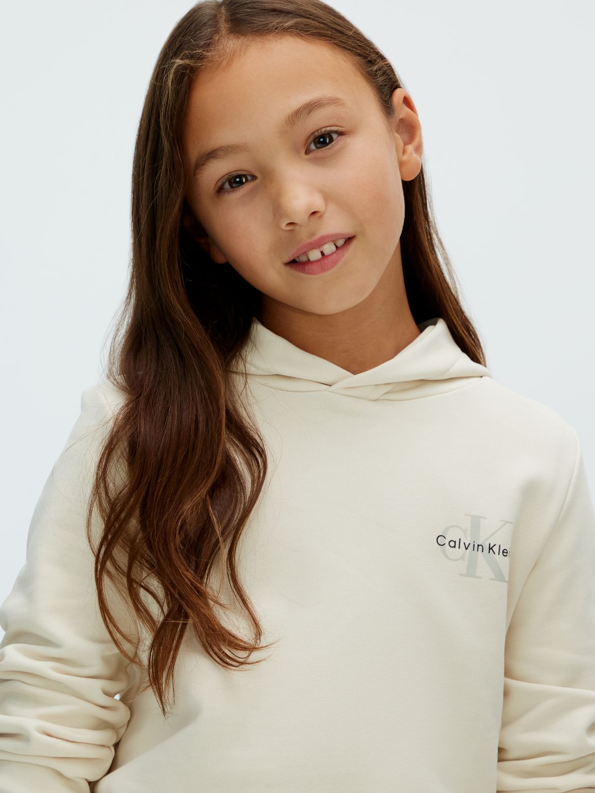 Calvin Klein Felpa con Cappuccio Logo Bianco
