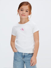 Calvin Klein T-Shirt Junior Monogram Bianco