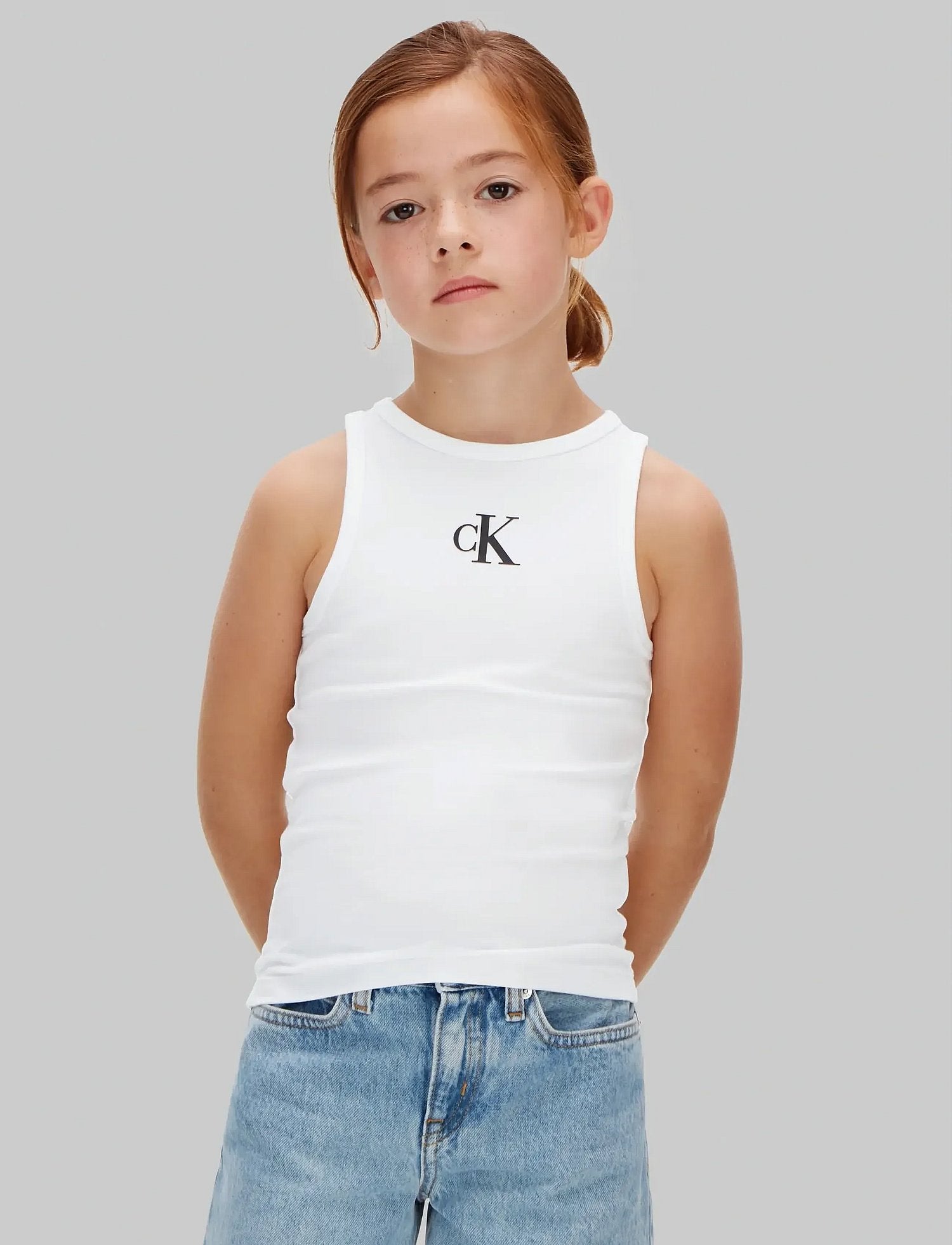 Calvin Klein Top CK Logo Tank Bianco