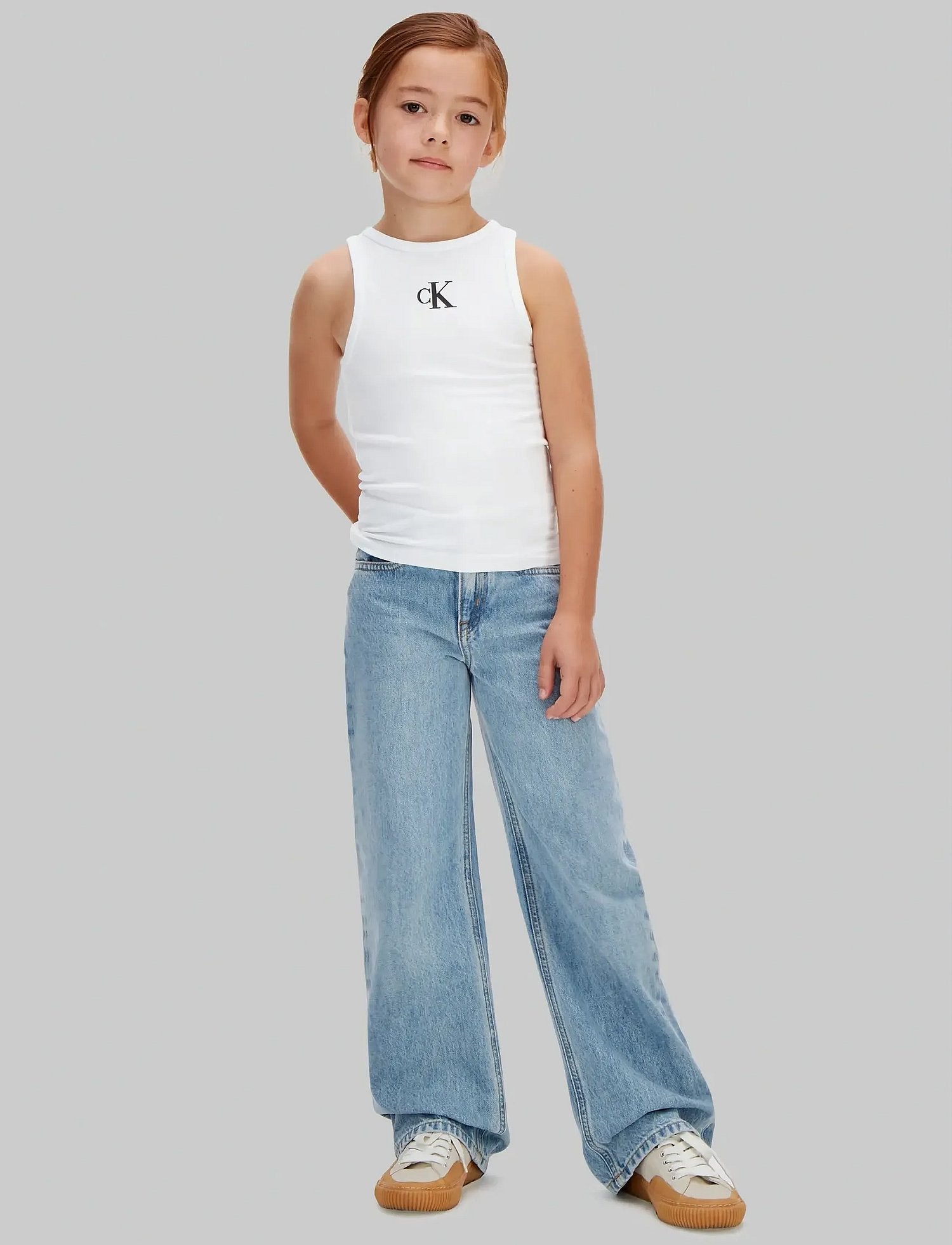 Calvin Klein Top CK Logo Tank Bianco
