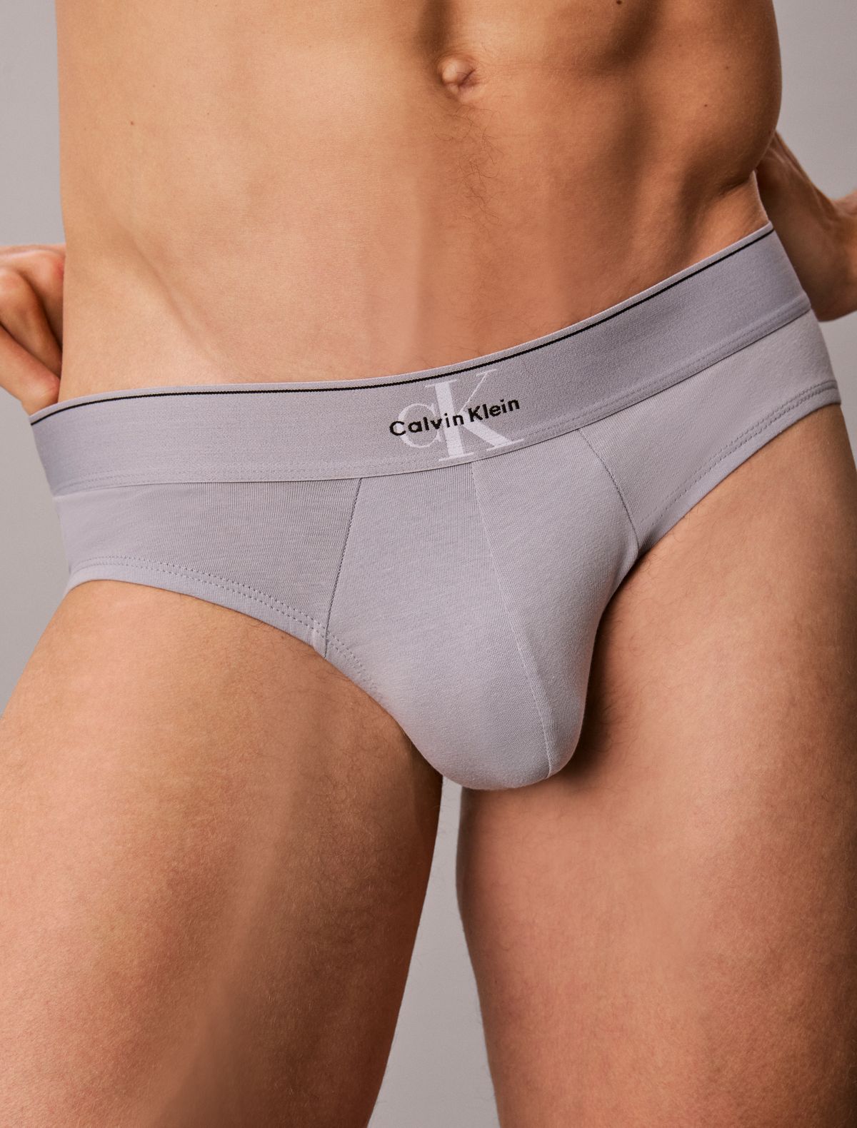 Calvin Klein Slip Graphic Monogram Cotton Stretch Grigio