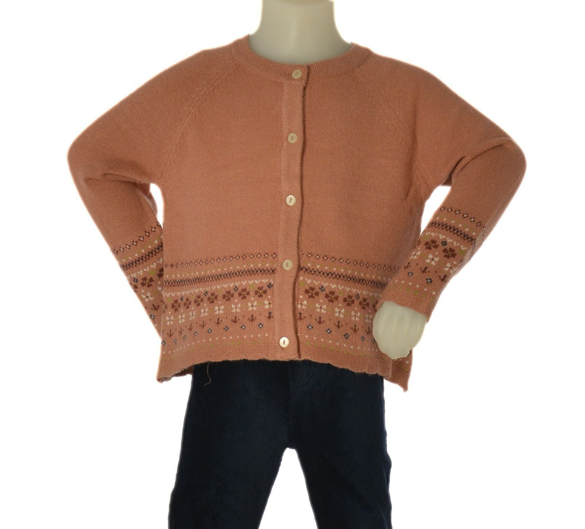 Zippy Cardigan Girocollo a Greche Neonata - Rosa