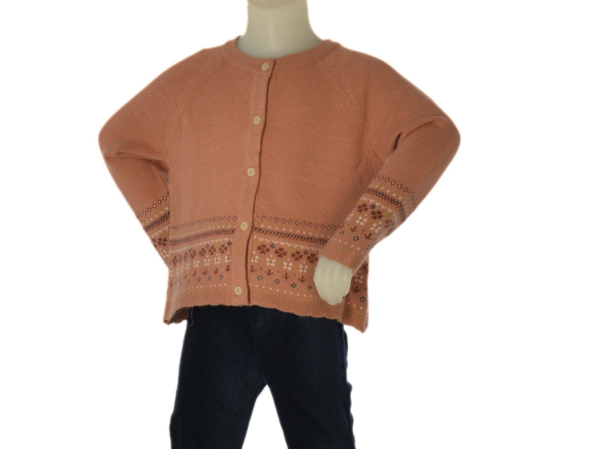 Zippy Cardigan Girocollo a Greche Neonata - Rosa
