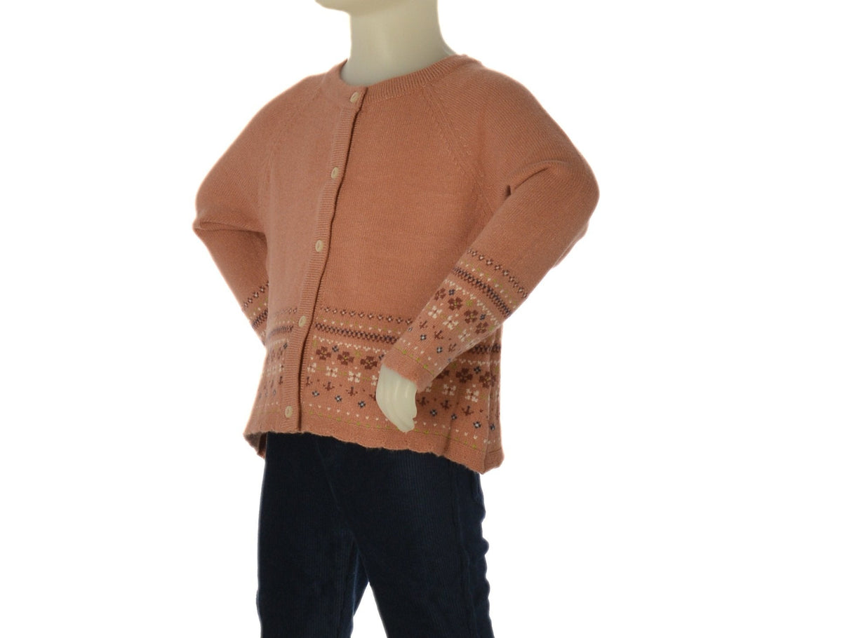 Zippy Cardigan Girocollo a Greche Neonata - Rosa