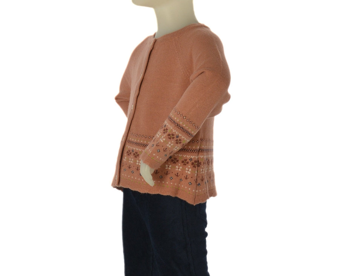 Zippy Cardigan Girocollo a Greche Neonata - Rosa