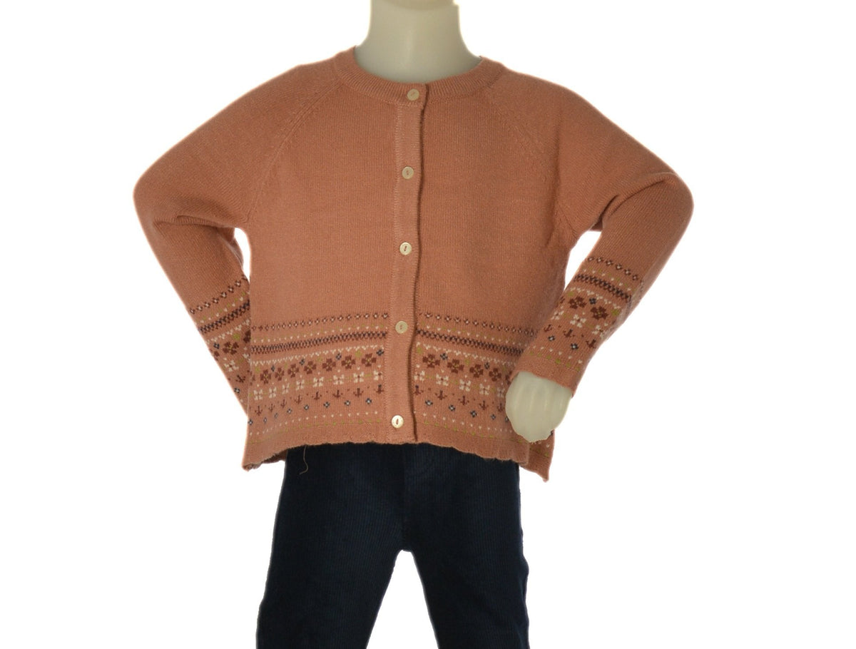 Zippy Cardigan Girocollo a Greche Neonata - Rosa