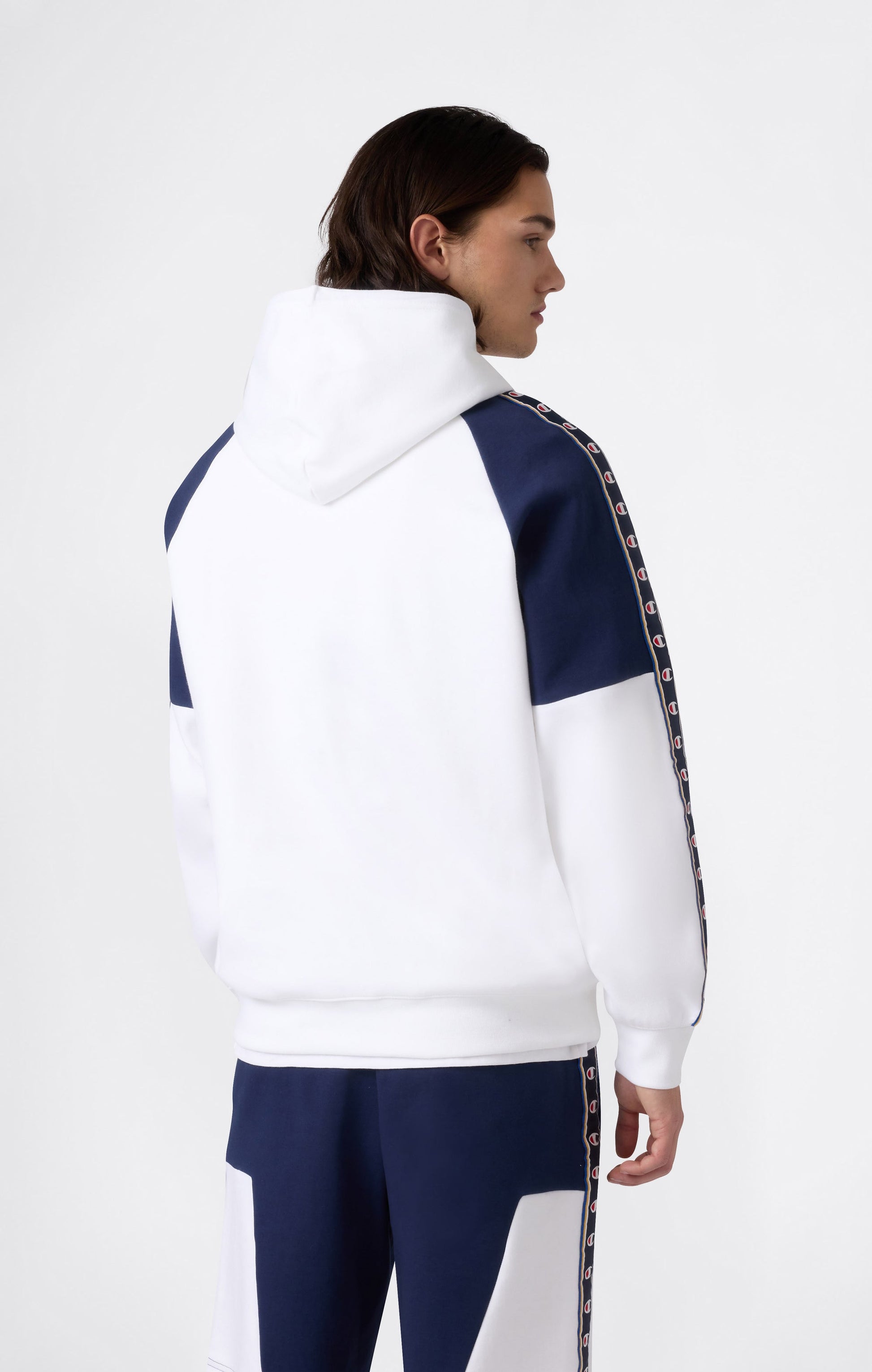 Champion con Cappuccio Interlock Tape Logo 221997 Bianco