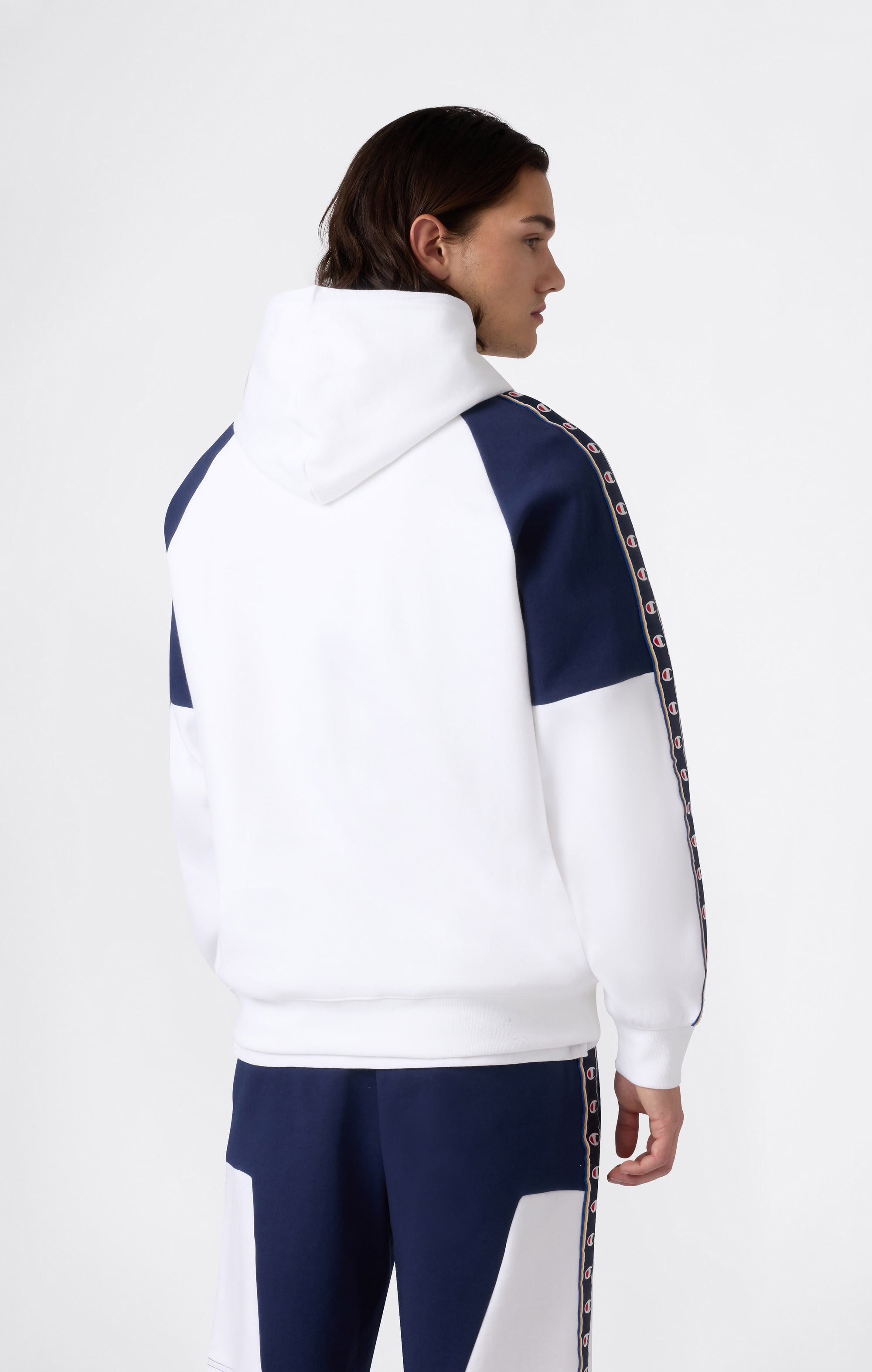 Champion con Cappuccio Interlock Tape Logo 221997 Bianco