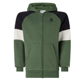 Felpa Full Zip con Cappuccio e Interno Garzato - Verde Militare
