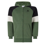 Champion Felpa Full Zip con Cappuccio e Interno Garzato - Verde Militare