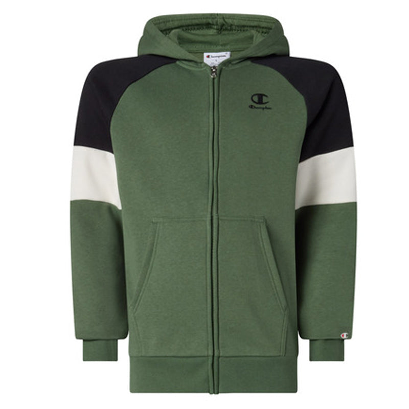 Champion Felpa Full Zip con Cappuccio e Interno Garzato - Verde Militare