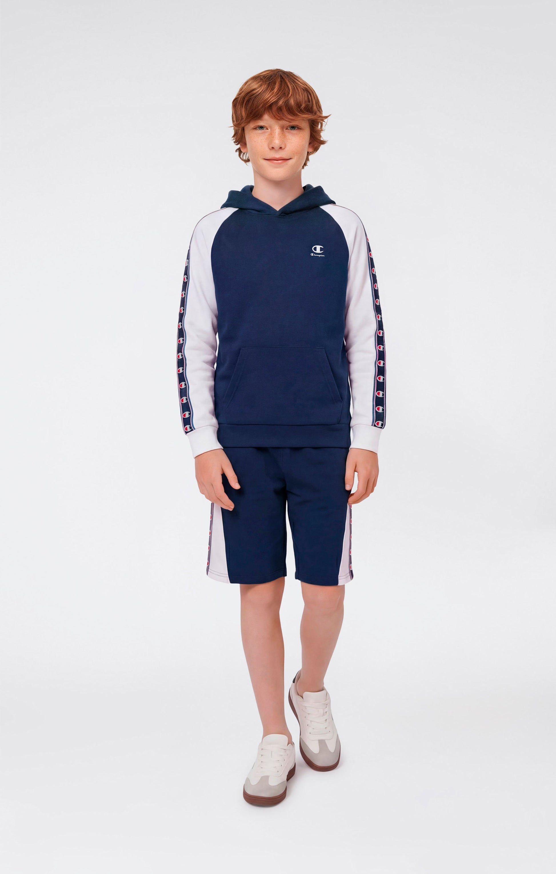 Champion Hooded C-Logo Tape Blu