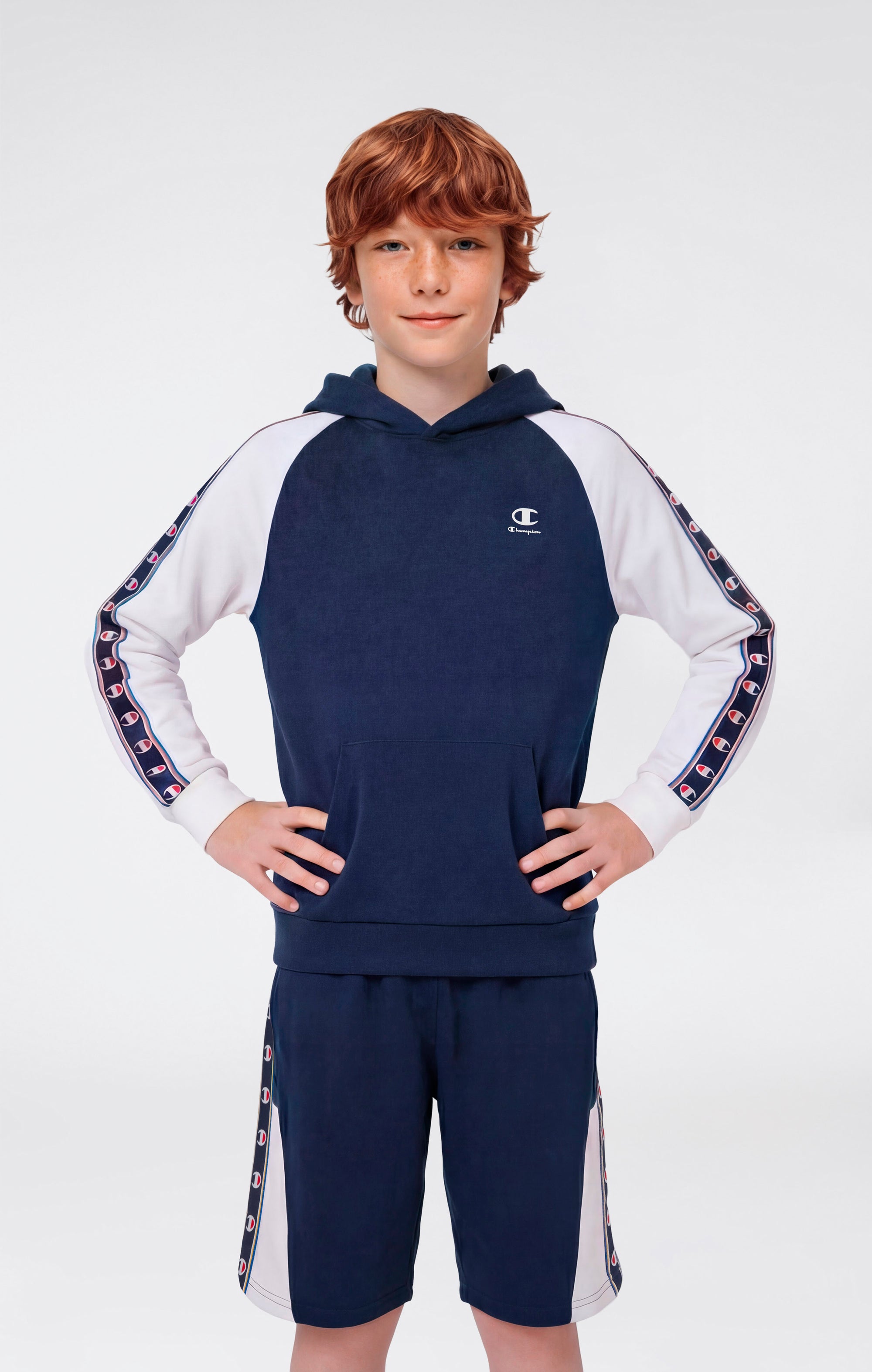 Champion Hooded C-Logo Tape Blu