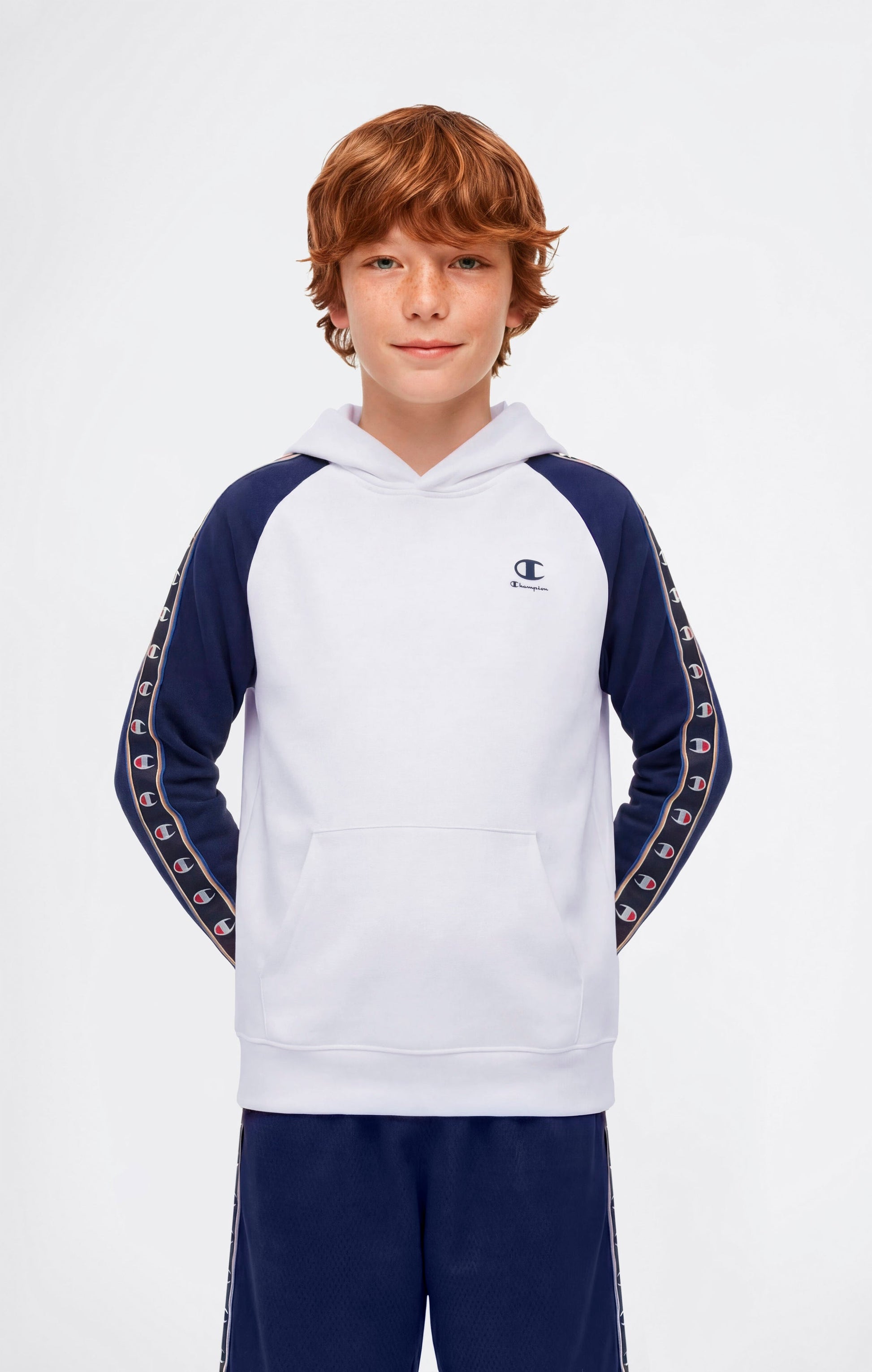 Champion Hooded Sweatshirt C-Logo Tape Bianco