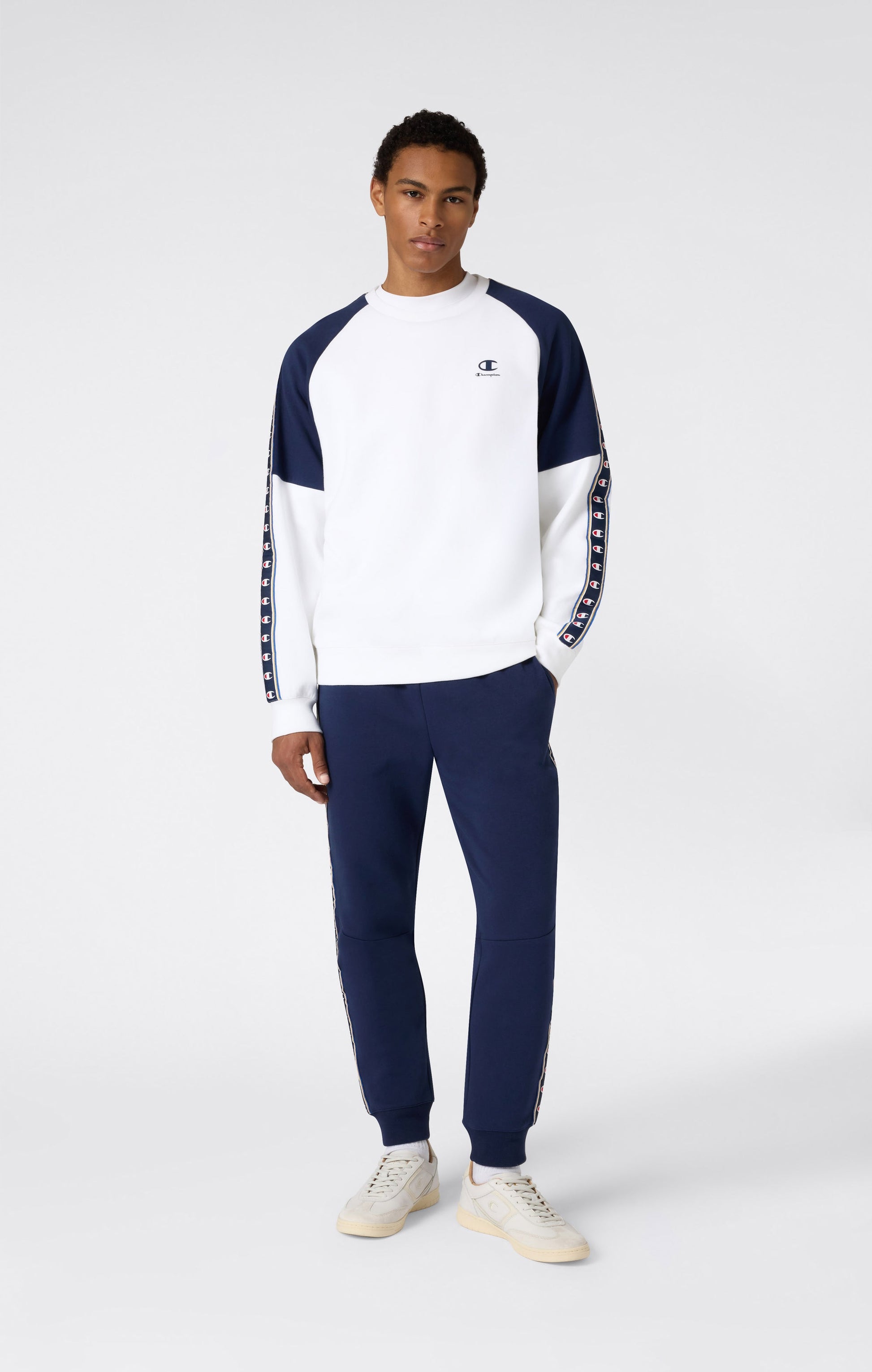 Champion Interlock Logo Tape Girocollo Bianco