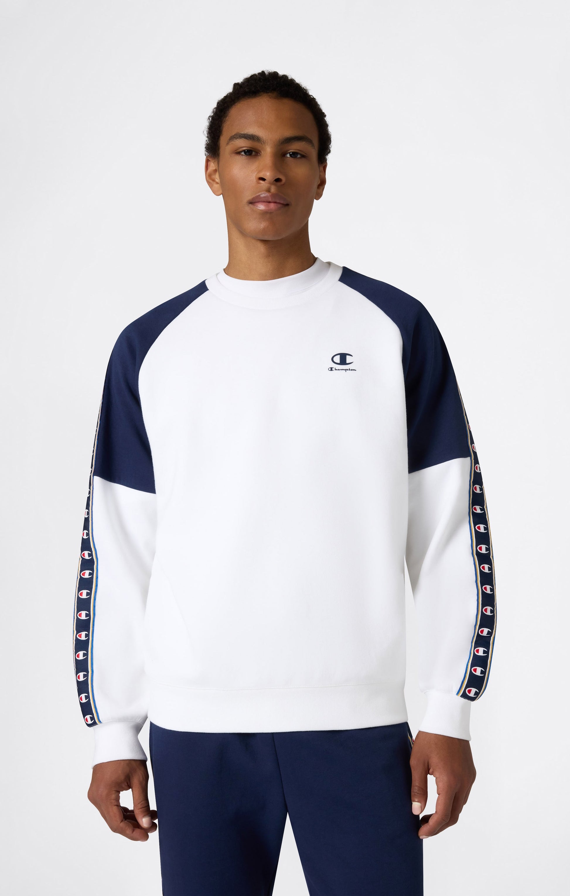 Champion Interlock Logo Tape Girocollo Bianco