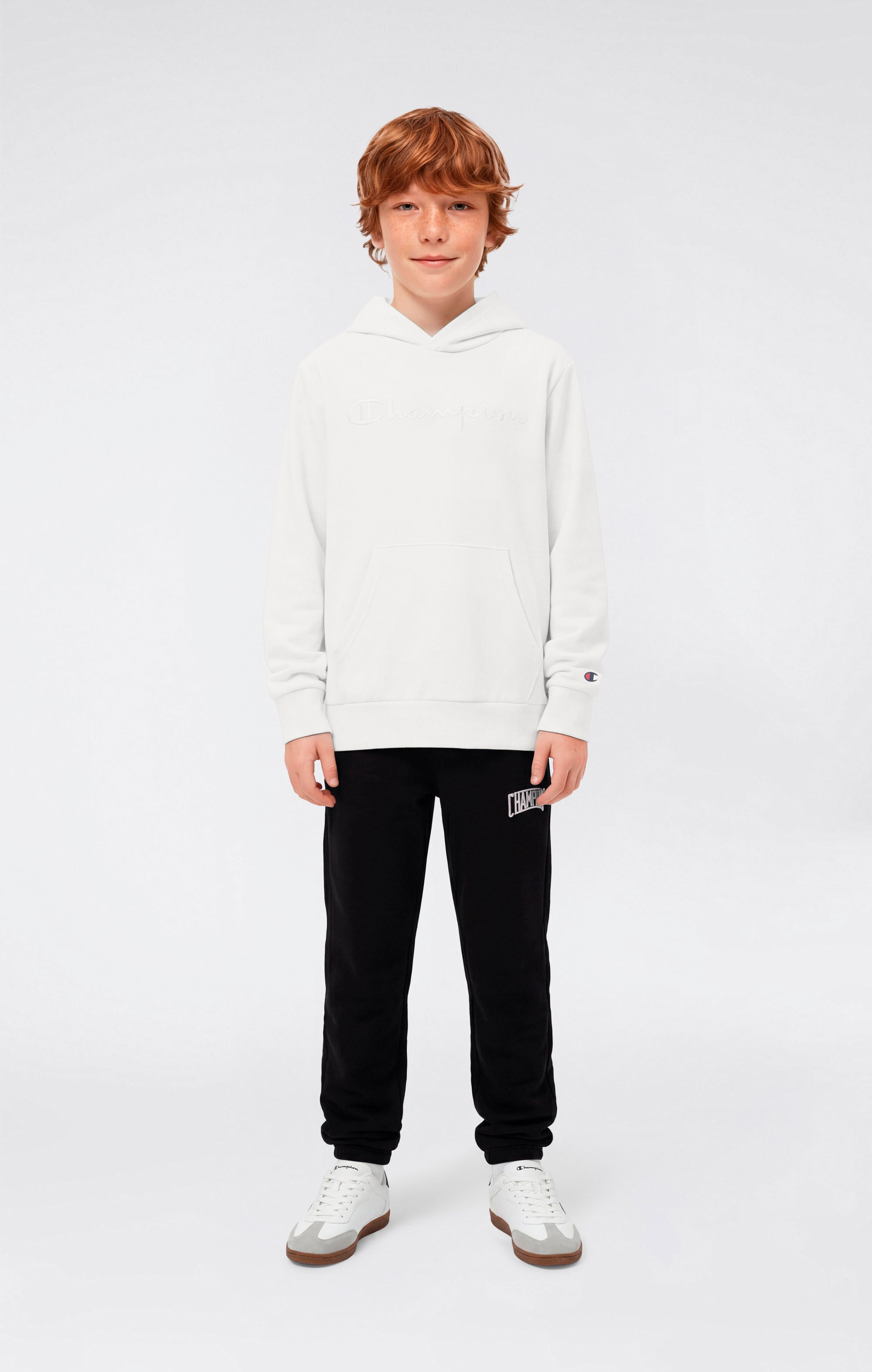 Champion Lightweight Hooded Maxi Logo Bianco