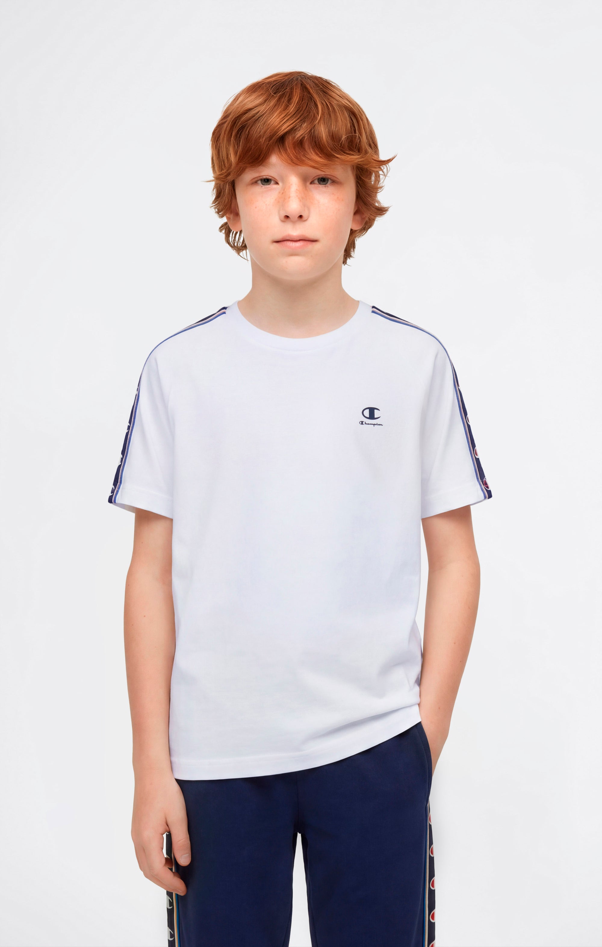 Champion Crewneck Tape Logo Bianco