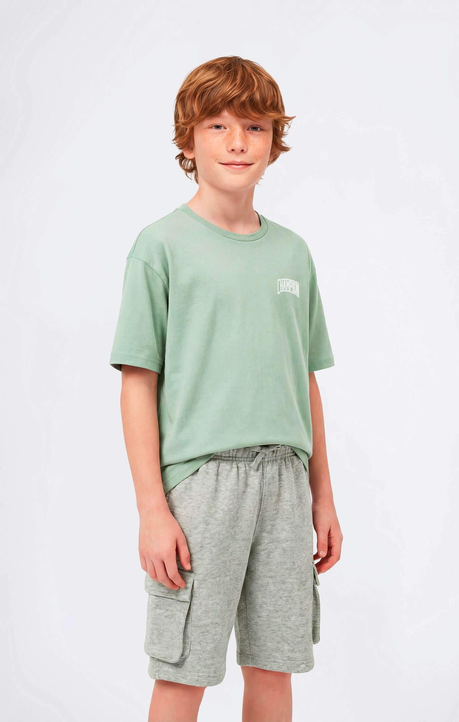Champion Girocollo con Stampa Puff Verde