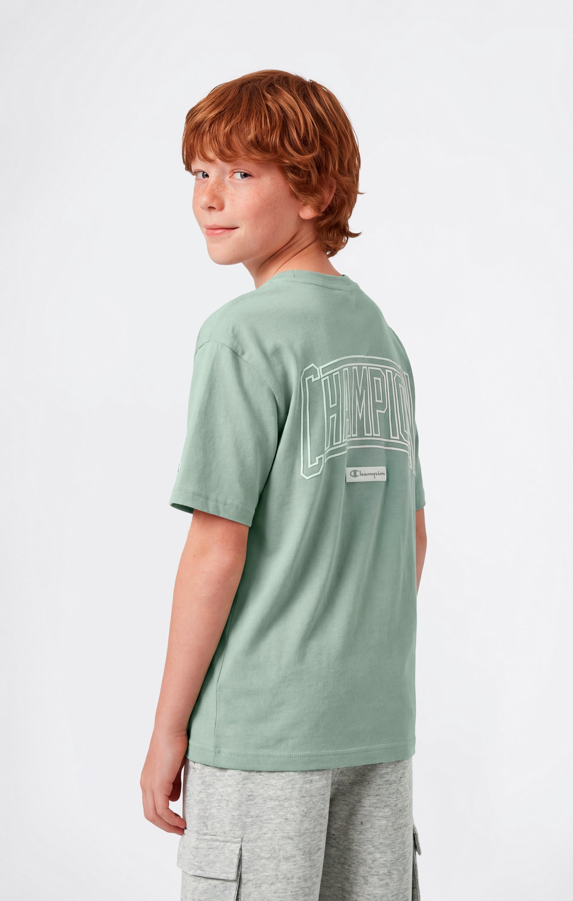 Champion Girocollo con Stampa Puff Verde