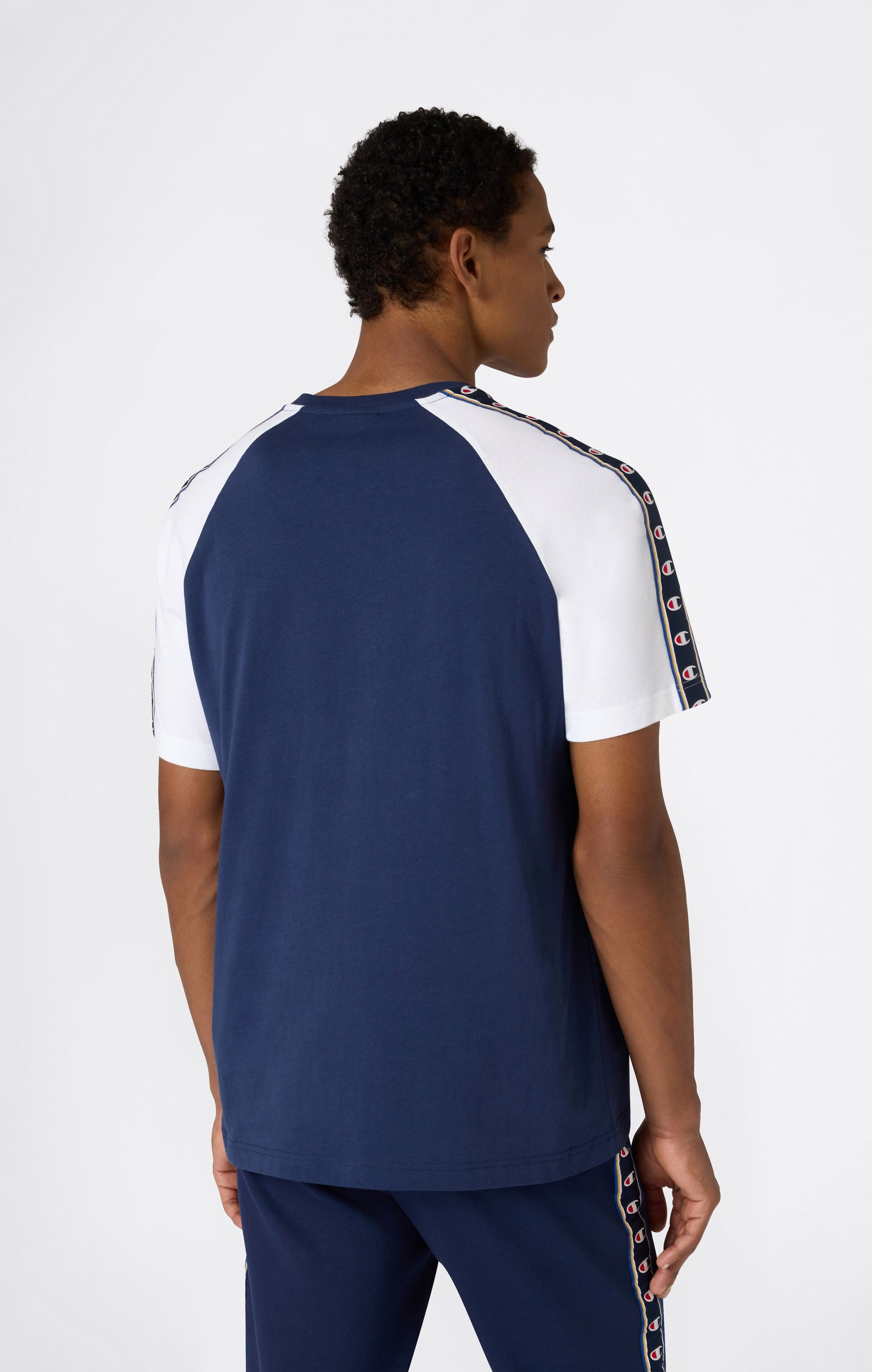 Champion Logo Tape Manica Raglan Bianco