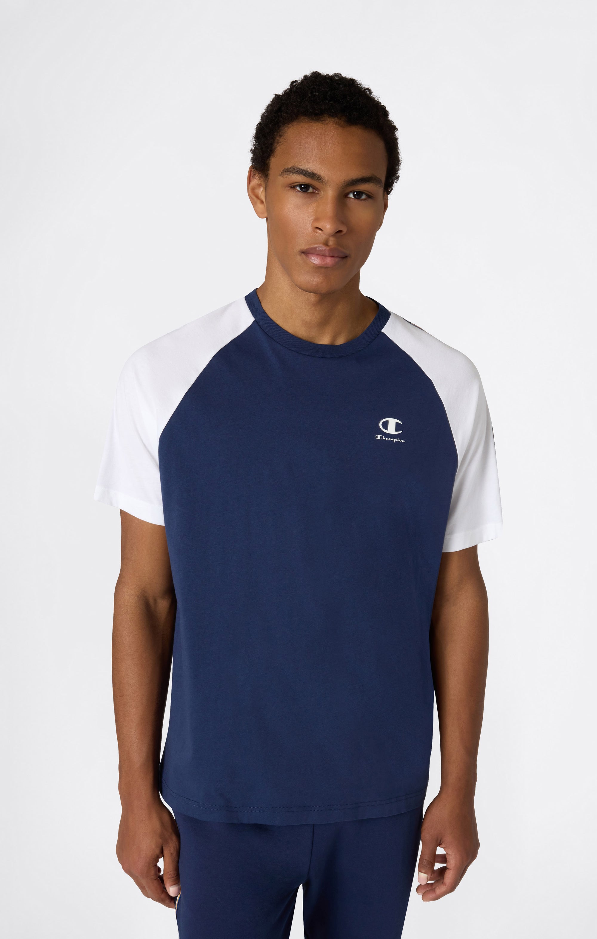 Champion Logo Tape Manica Raglan Bianco