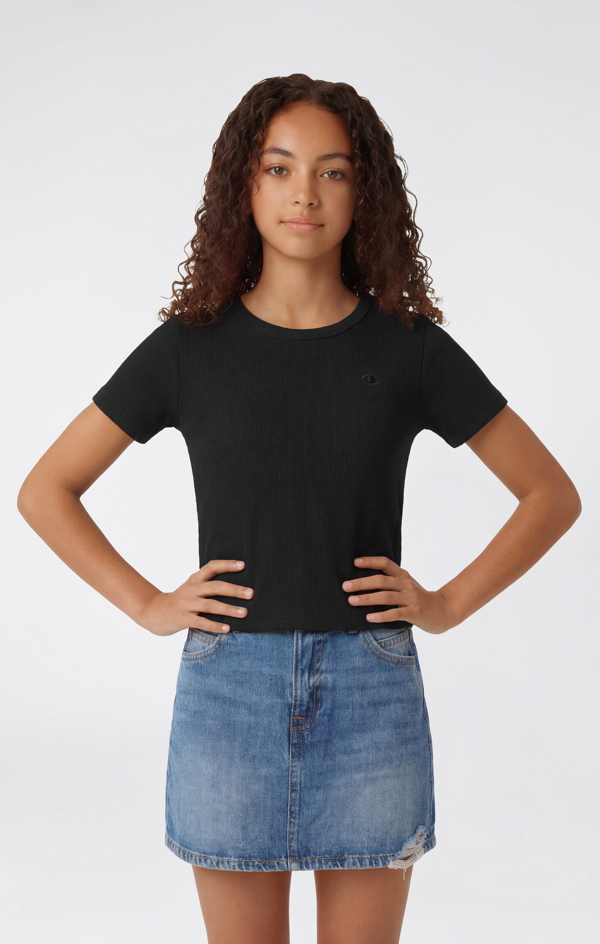 Champion Stretch Rib Crewneck Icons Nero