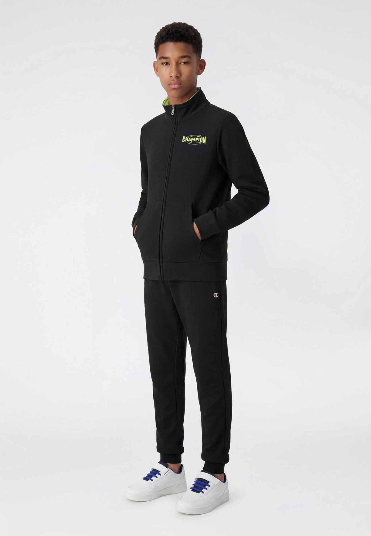 Champion Tuta con Zip Intera in Felpa - Nero