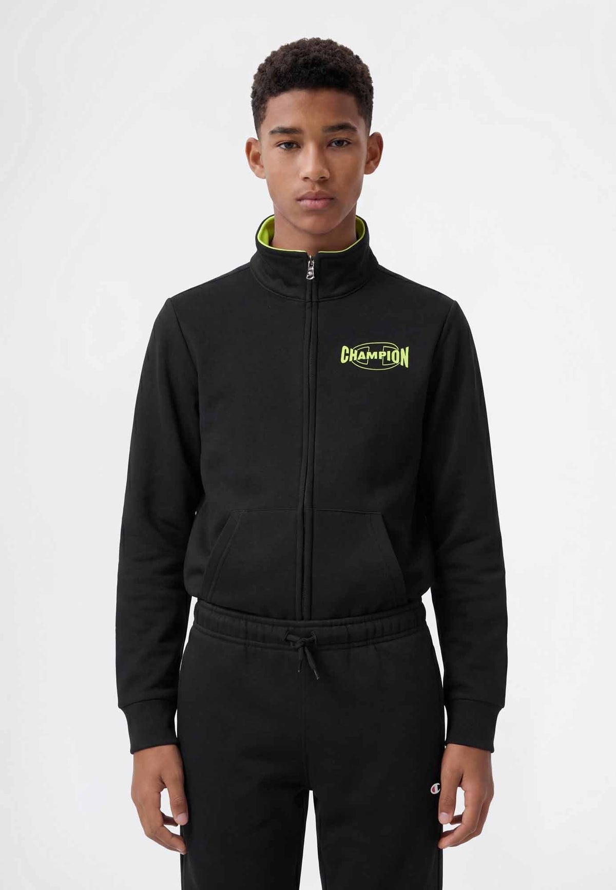 Champion Tuta con Zip Intera in Felpa - Nero