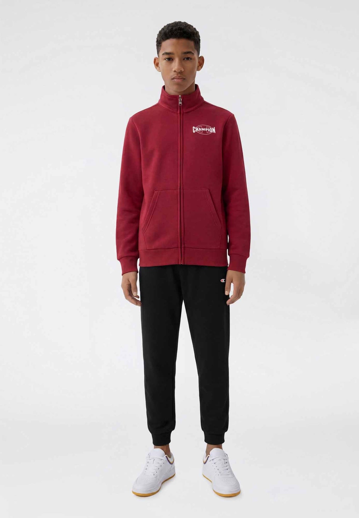 Champion Tuta con Zip Intera in Felpa - Rosso