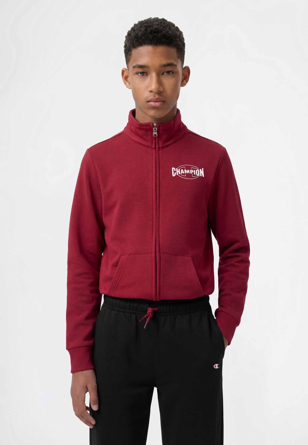 Champion Tuta con Zip Intera in Felpa - Rosso