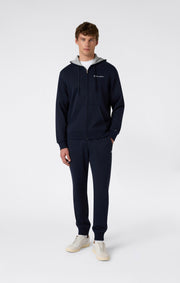 Champion Uomo Full Zip con Cappuccio Leggera Blu