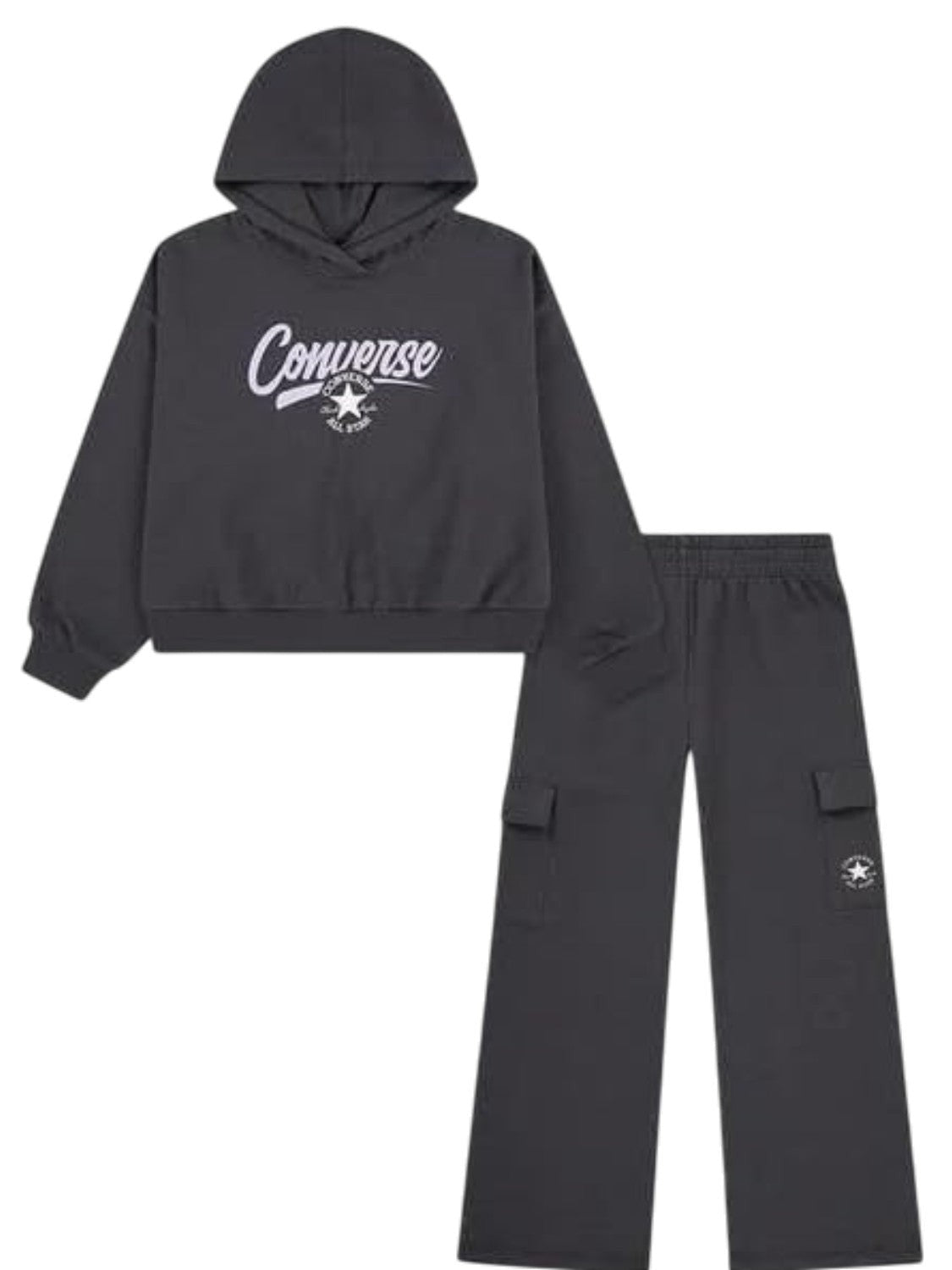 Tuta Completo 2 Pezzi Felpa con Cappuccio e Pantaloni Cargo Bambino - Dark Matter