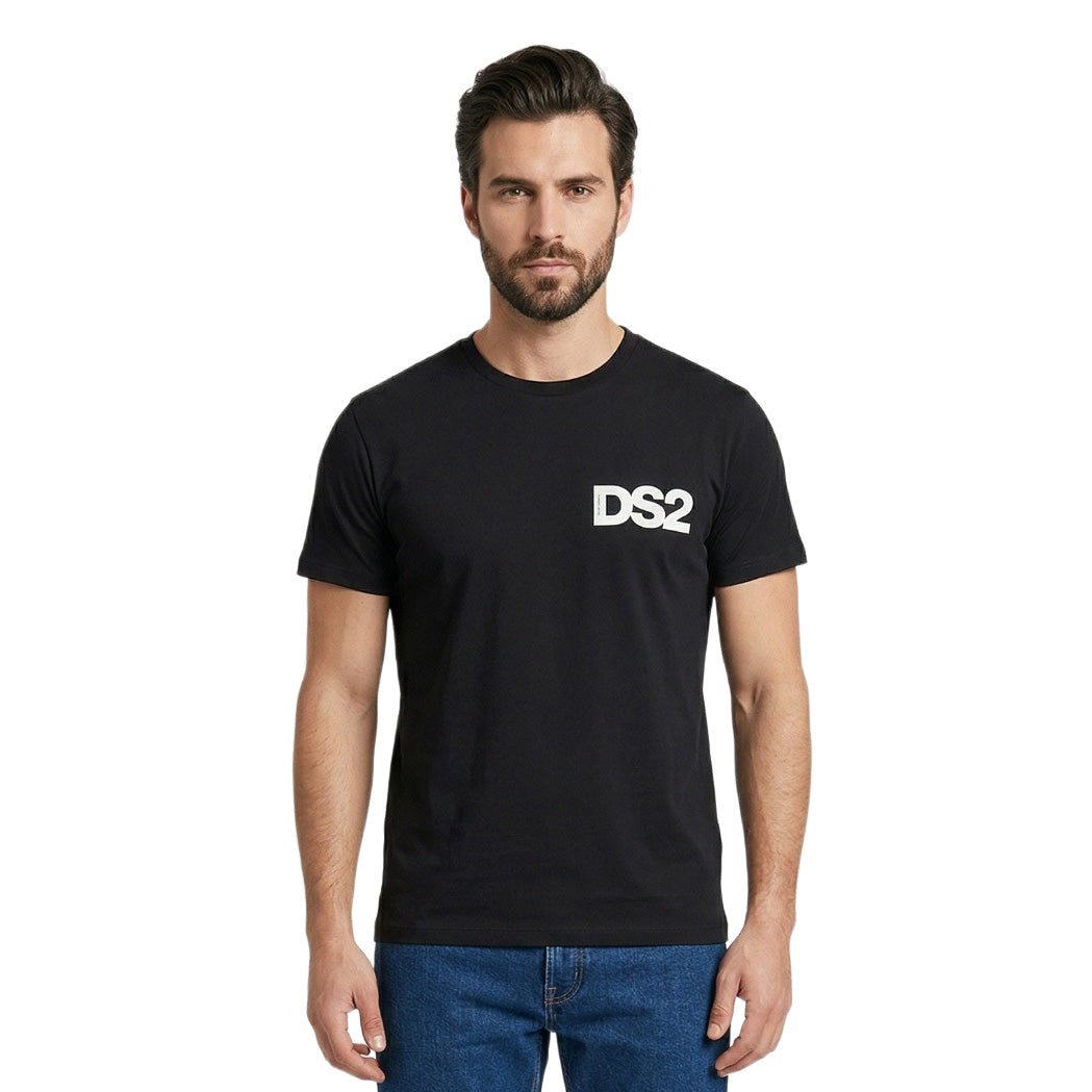 DS2 T-Shirt in cotone con logo petto Nero