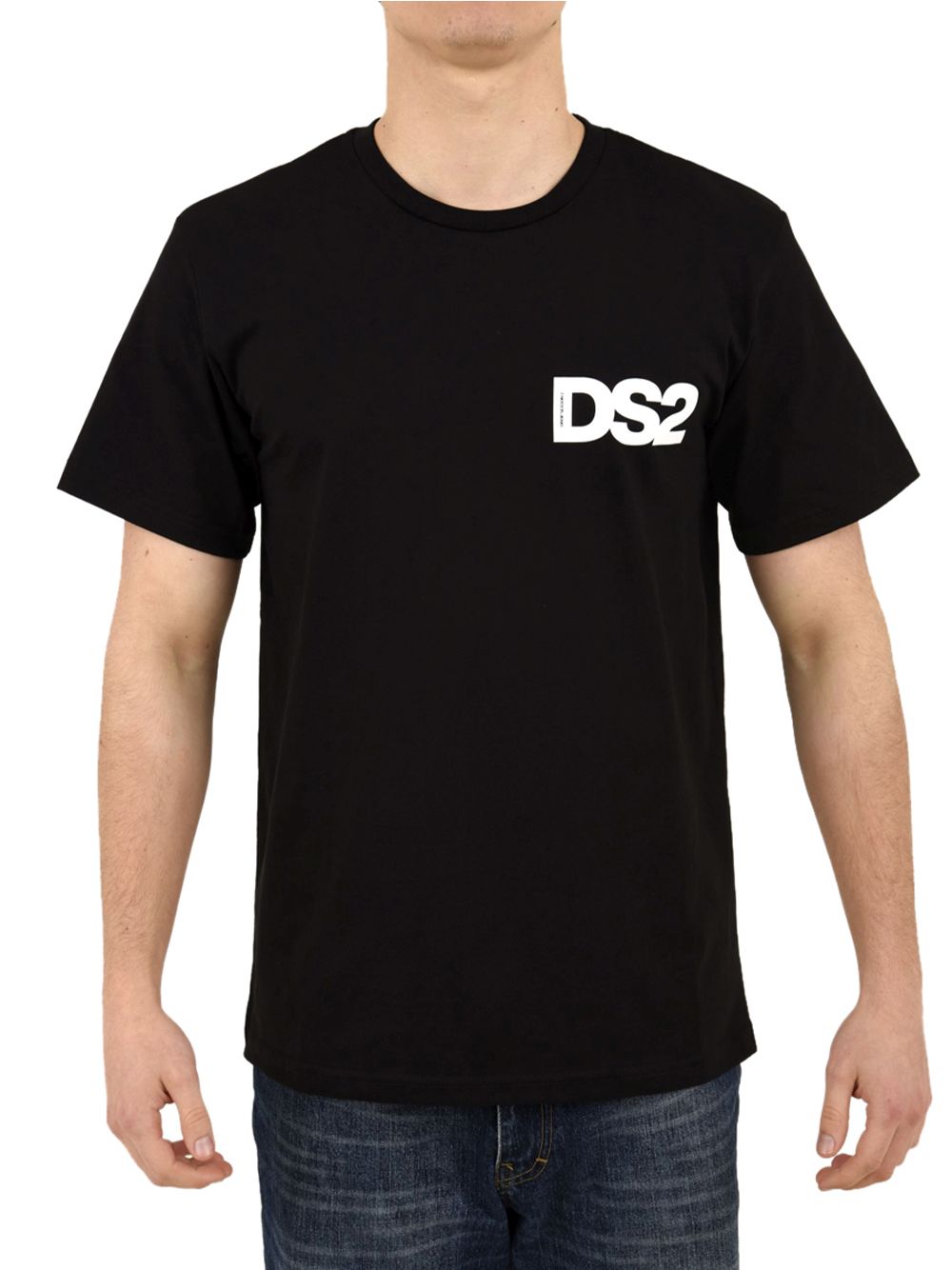 DS2 T-Shirt in cotone con logo petto Nero