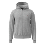 Felpa con Cappuccio e Zip Balis French Terry - Grigio Melange Medio